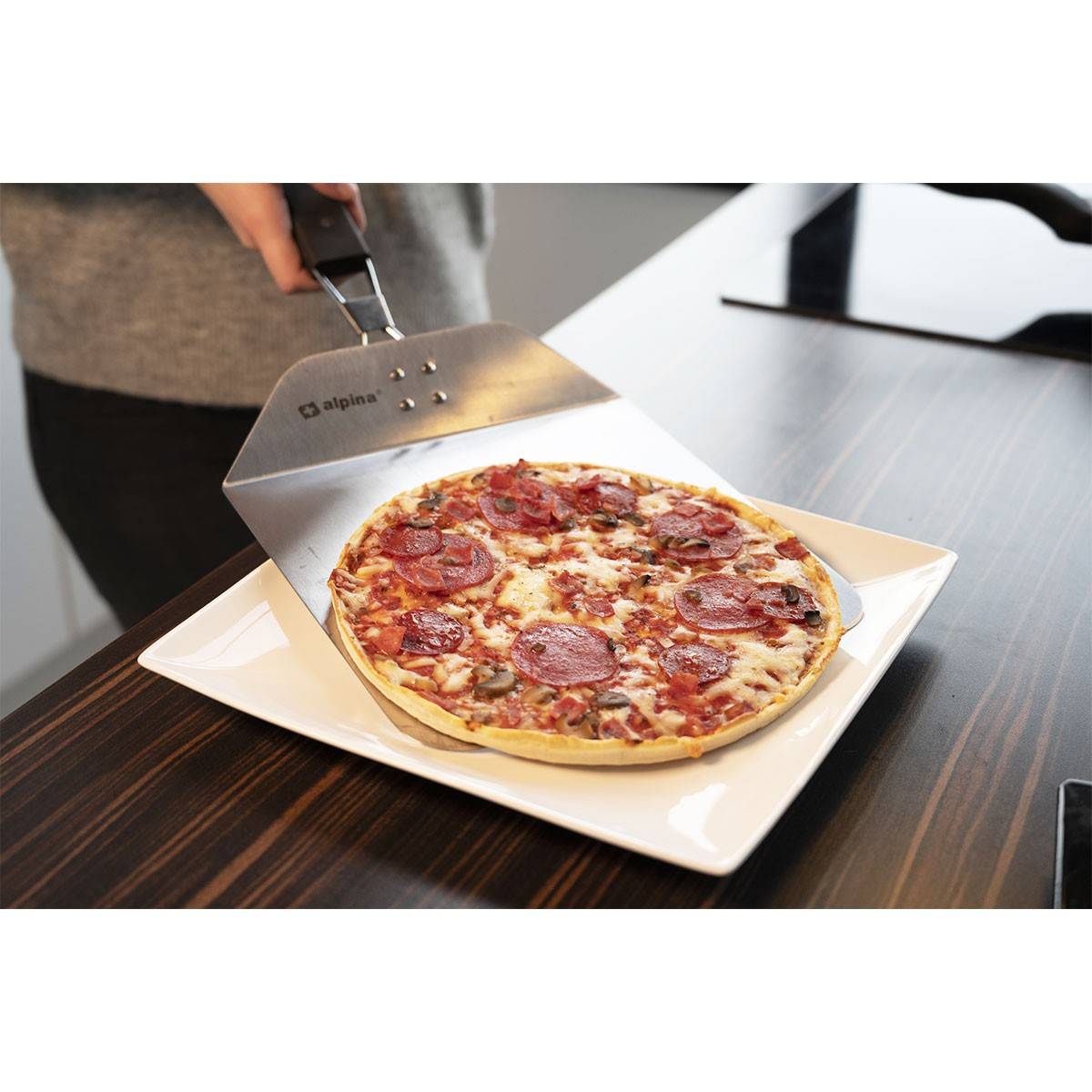 Alpina - Pelle à pizza Manche pliable 25 x 24 longueur 55cm Aluminium alimentaire Spatule à pizza ALPINA - Imagen 5