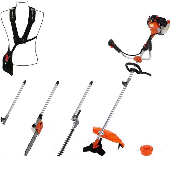 Gt Garden - Multifonction thermique 4 en 1 avec guidon : tronçonneuse - débroussailleuse - taille-haies et rallonge - GT GARDEN - Image 1