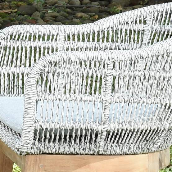 Fauteuil en résine tressée grise chiné Lounge avec coussin - Gecko Jardin - Imagen 3