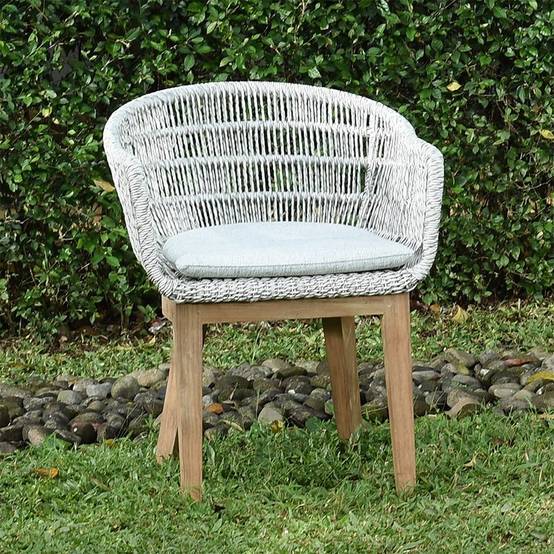 Fauteuil en résine tressée grise chiné Lounge avec coussin - Gecko Jardin - Imagen 1