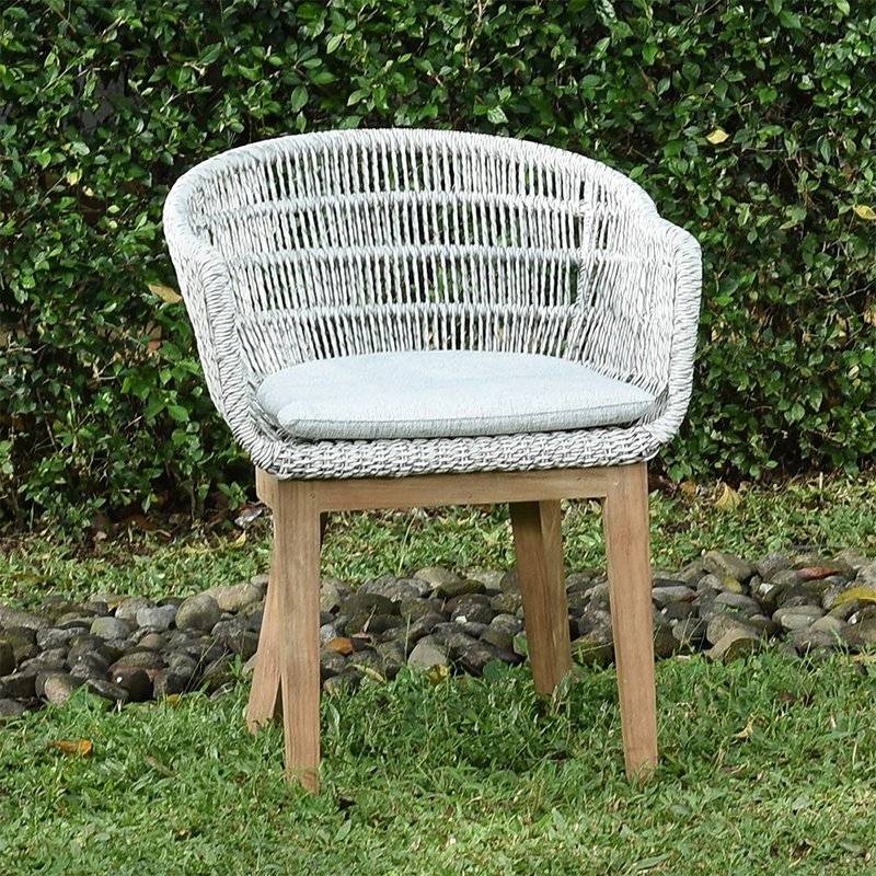 Fauteuil en résine tressée grise chiné Lounge avec coussin - Gecko Jardin - Imagen 1