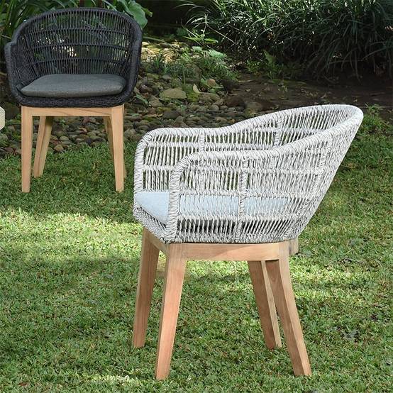 Fauteuil en résine tressée grise chiné Lounge avec coussin - Gecko Jardin - Imagen 6