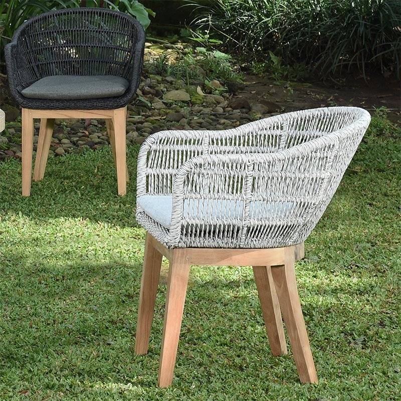 Fauteuil en résine tressée grise chiné Lounge avec coussin - Gecko Jardin - Imagen 6