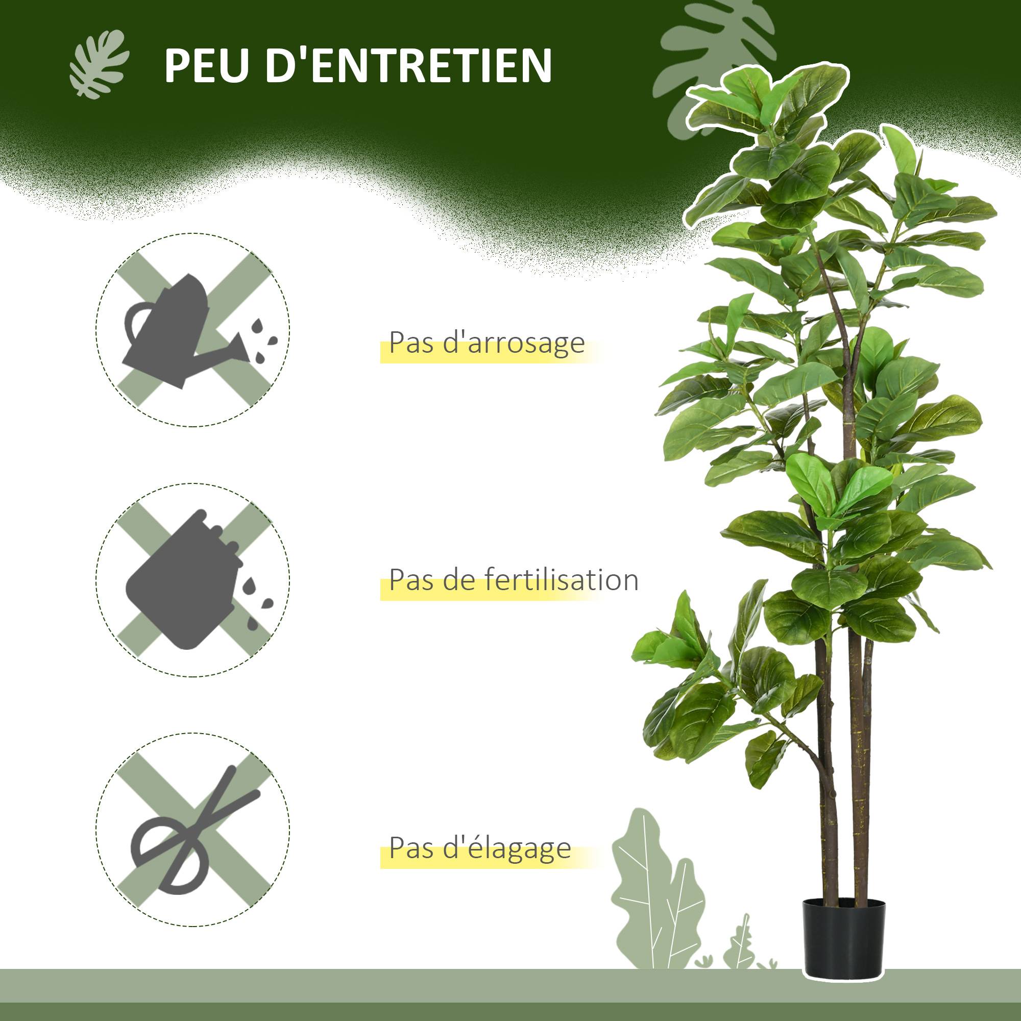 Lot 2 Figuiers Artificiels Plastique Décoration Intérieur Ficus Lyrata 180cm Vert - ComfortXL Outdoor Living - Image 8