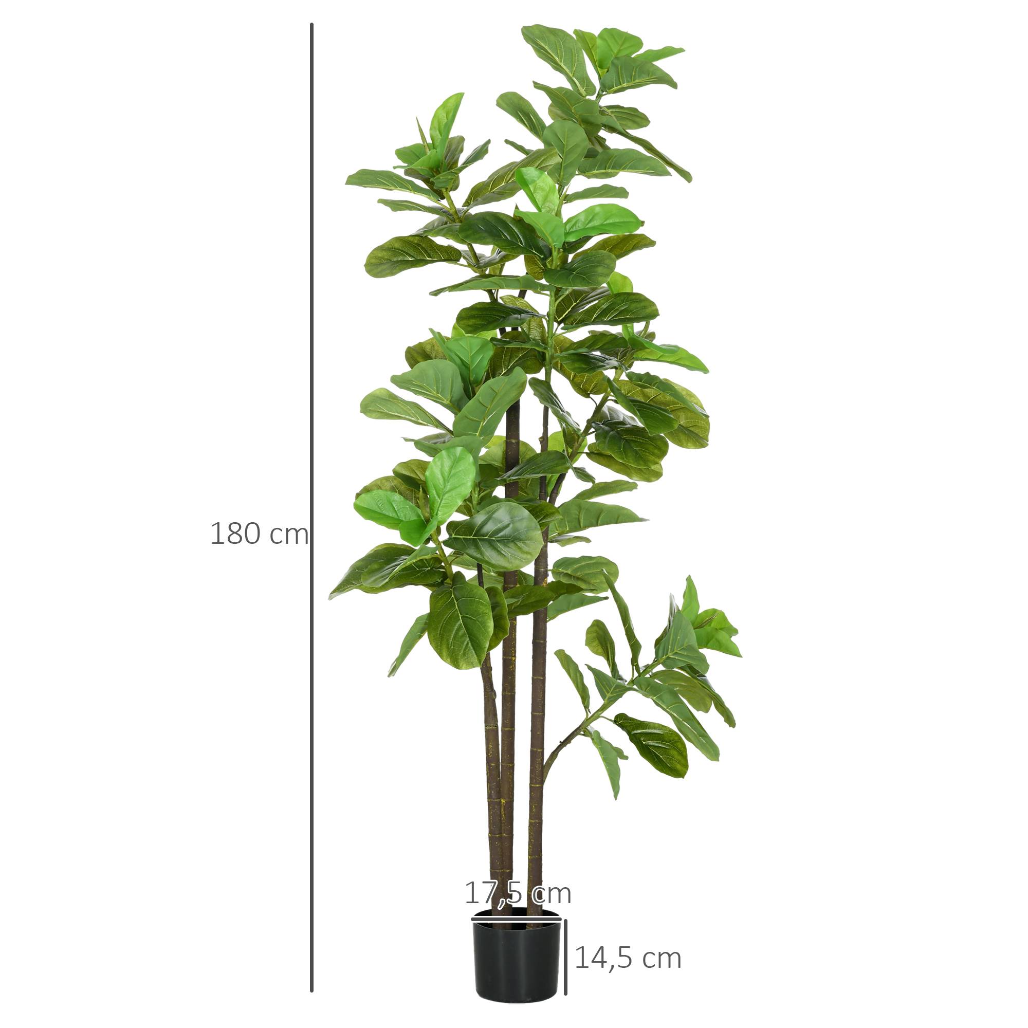 Lot 2 Figuiers Artificiels Plastique Décoration Intérieur Ficus Lyrata 180cm Vert - ComfortXL Outdoor Living - Image 5