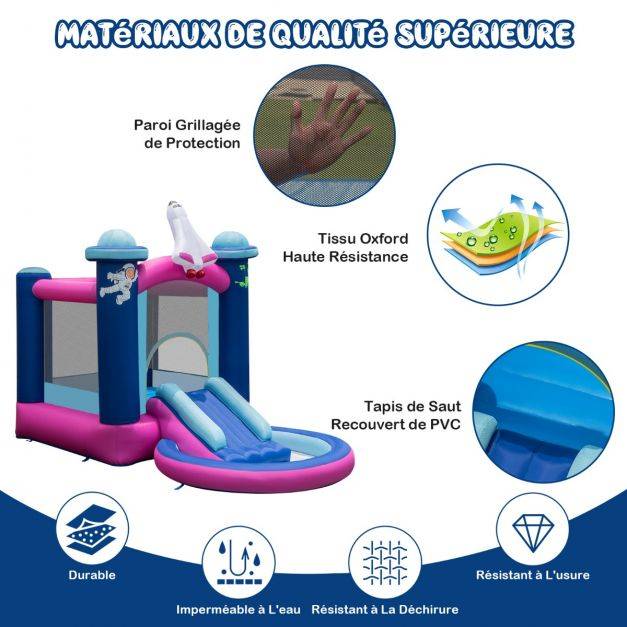 Helloshop26 - Toboggan aquatique gonflable thème de l'espace avec piscine à eclaboussures toboggan sac de transport piquets sans gonfleur - Imagen 2