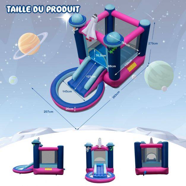 Helloshop26 - Toboggan aquatique gonflable thème de l'espace avec piscine à eclaboussures toboggan sac de transport piquets sans gonfleur - Imagen 4