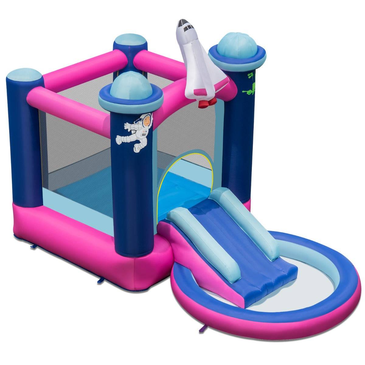 Helloshop26 - Toboggan aquatique gonflable thème de l'espace avec piscine à eclaboussures toboggan sac de transport piquets sans gonfleur - Imagen 1