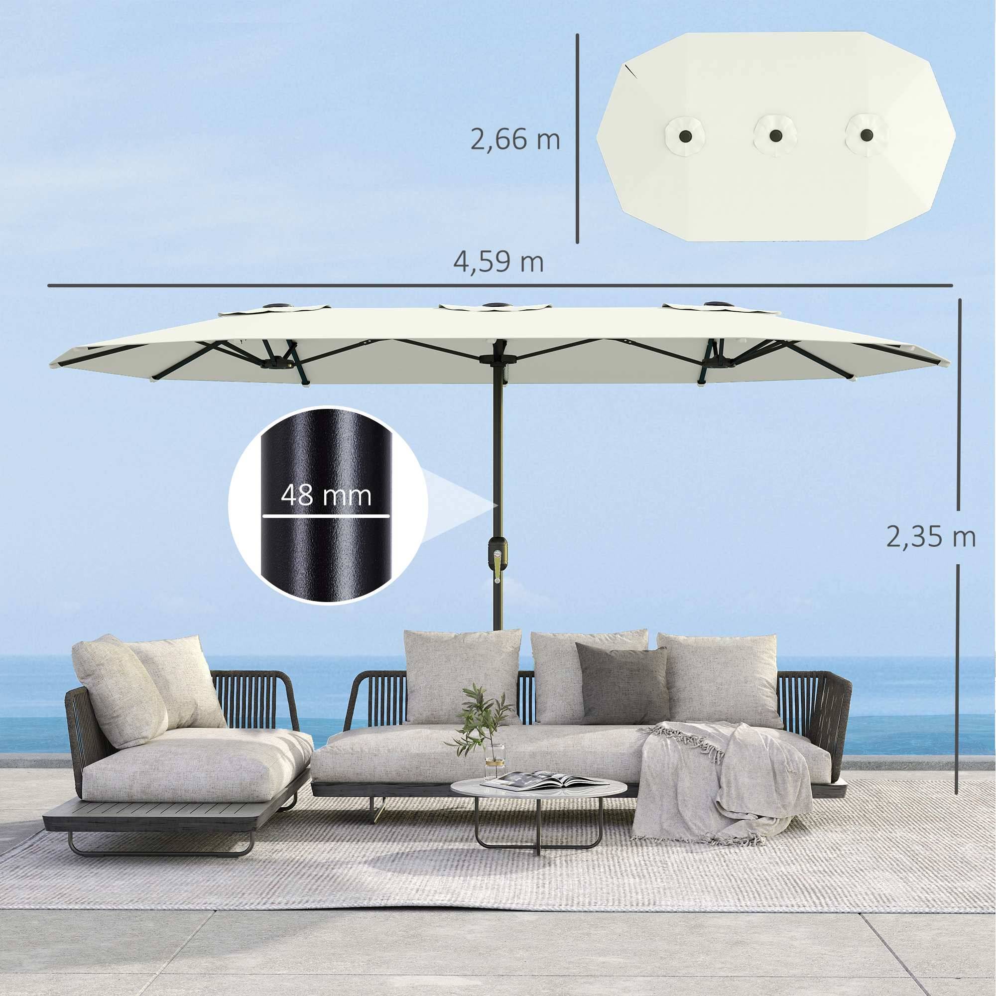 Parasol double en polyester et métal crème 247 x 247 x 256 cm - PANGIVO - Image 5