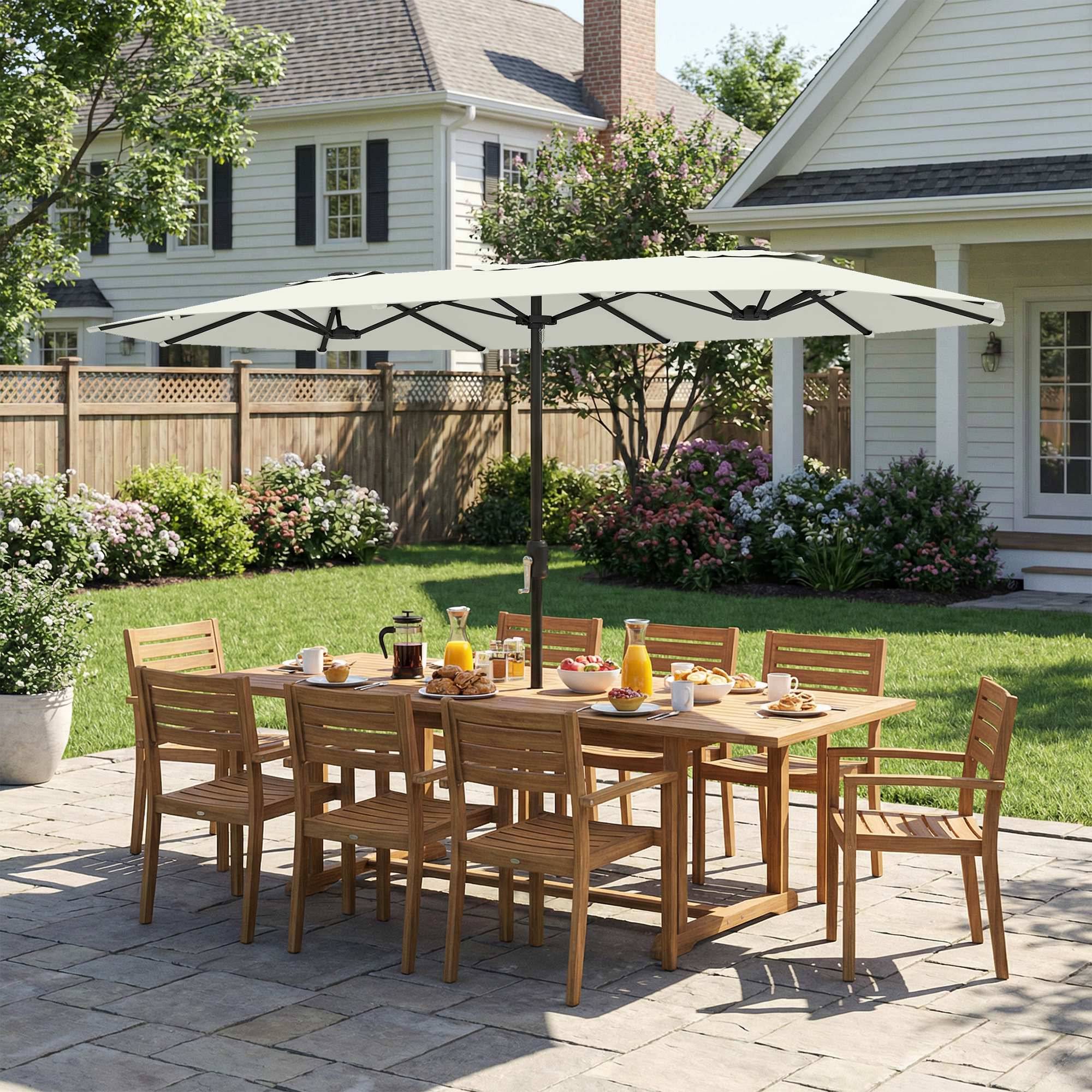 Parasol double en polyester et métal crème 247 x 247 x 256 cm - PANGIVO - Image 10