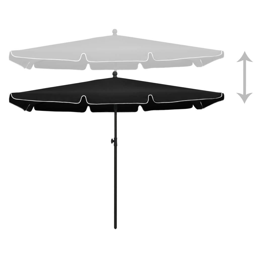 Helloshop26 - Parasol de jardin avec mât 210 x 140 cm noir - Imagen 3