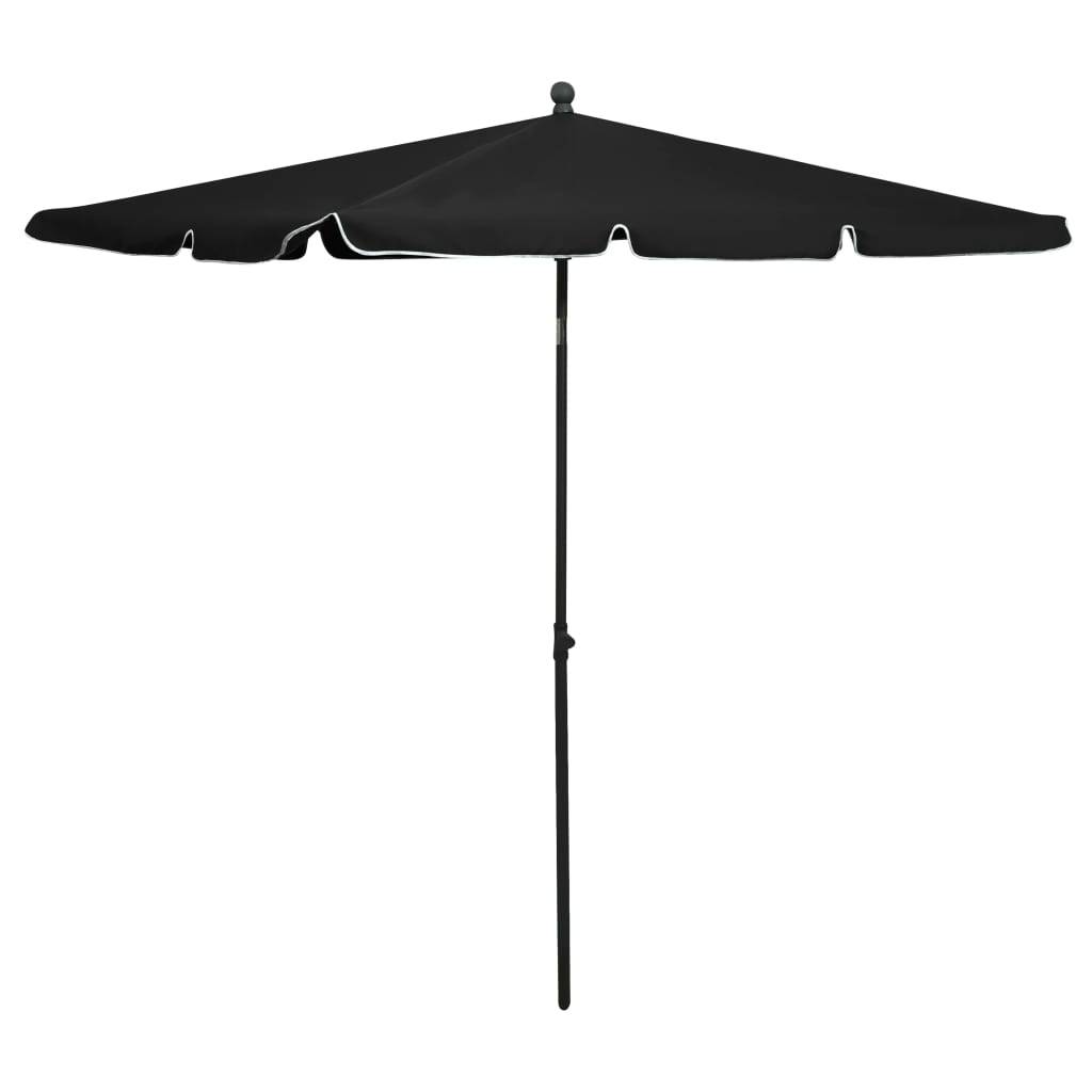 Helloshop26 - Parasol de jardin avec mât 210 x 140 cm noir - Imagen 1