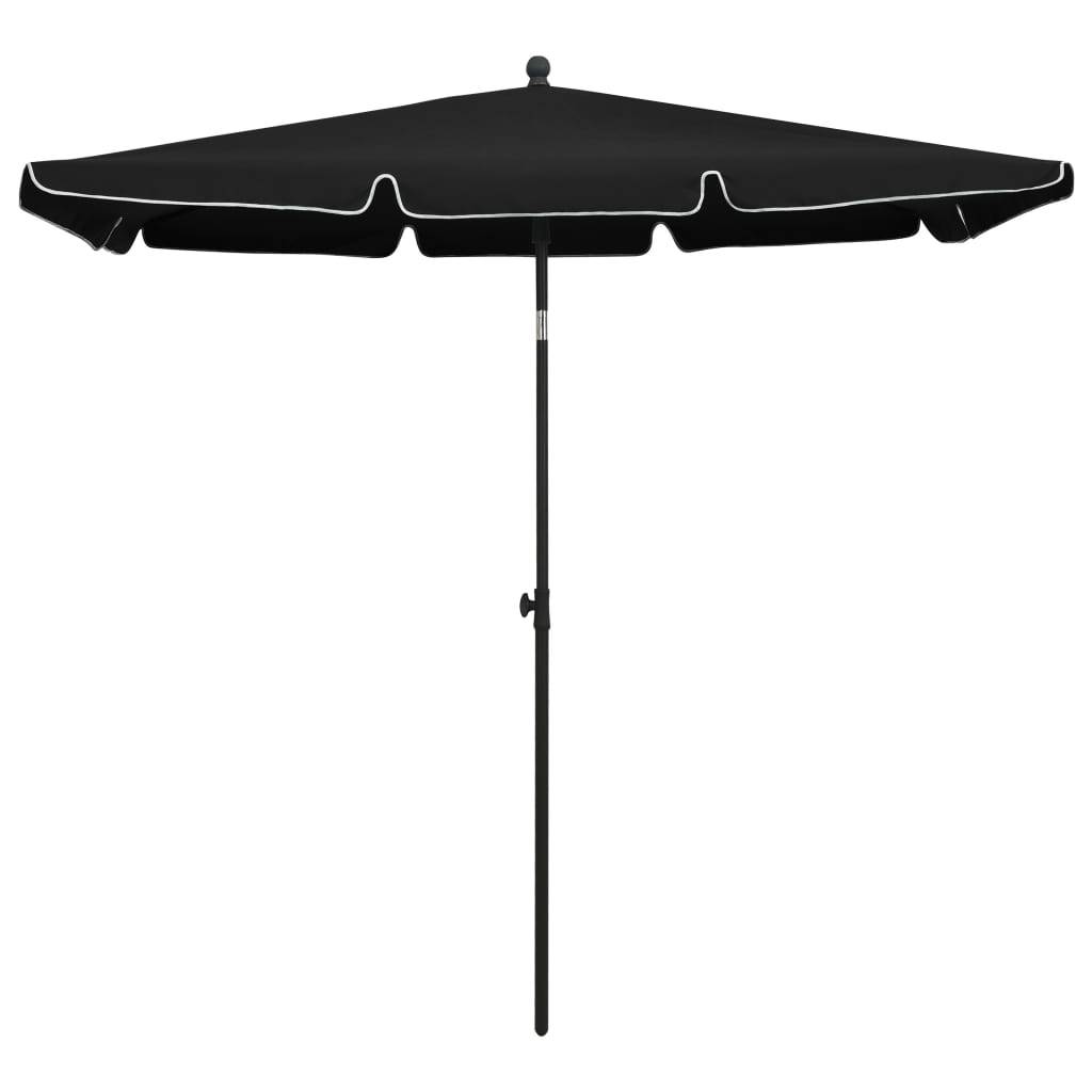 Helloshop26 - Parasol de jardin avec mât 210 x 140 cm noir - Imagen 2