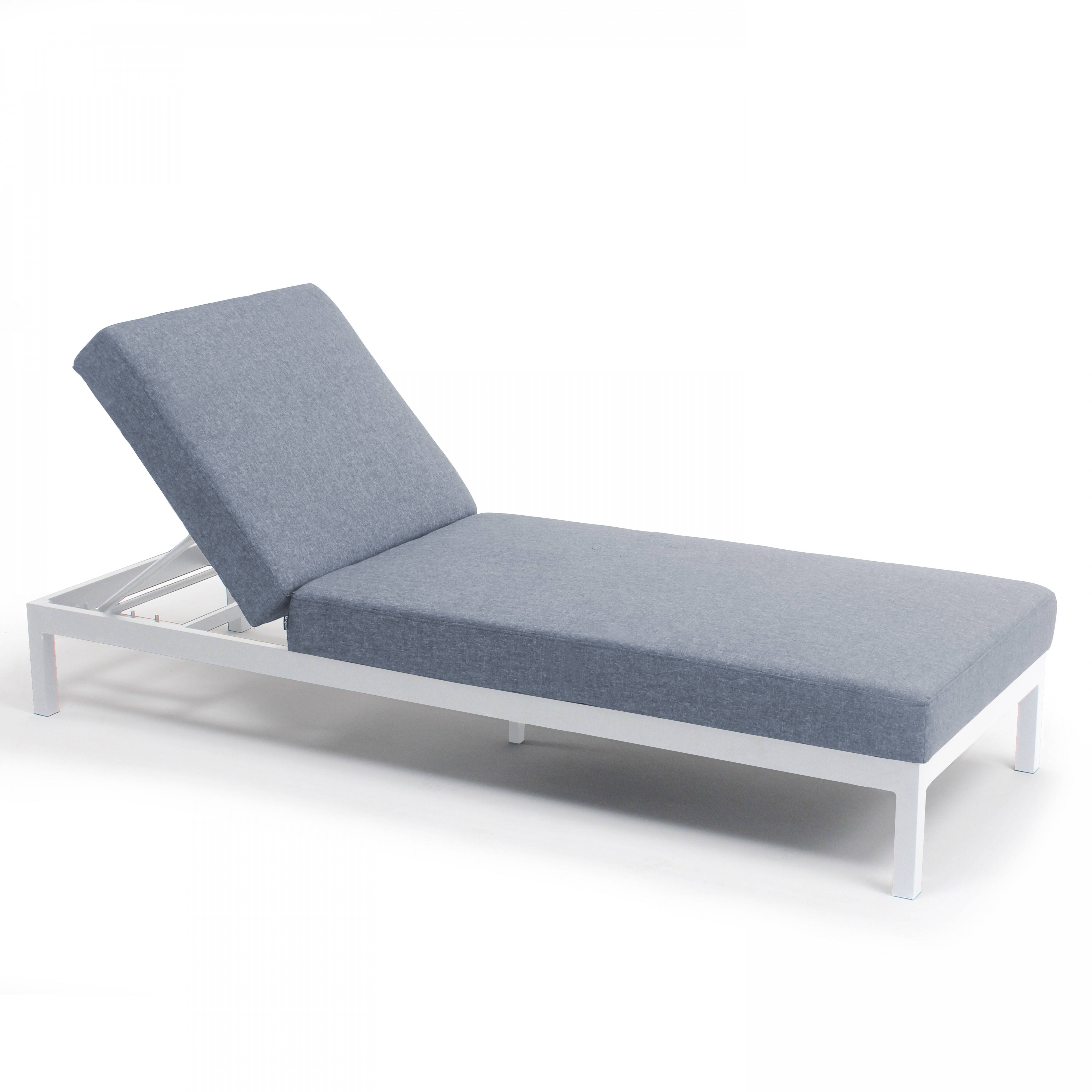 Oviala - Lot de 2 bains de soleil inclinable avec tablettes gris clair Galapagos - Oviala - Imagen 3
