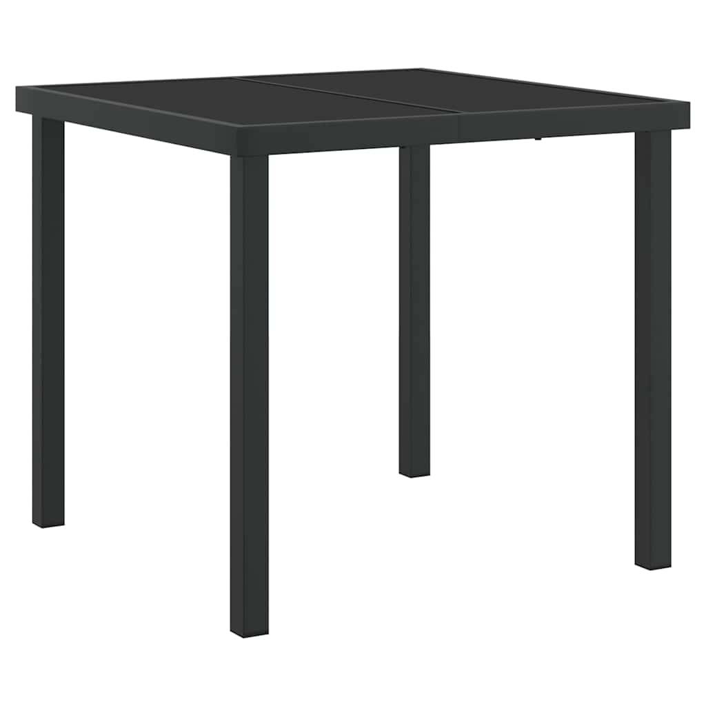 Petit Salon de Jardin 2 Personnes Polyrotin Table Verre pour Balcon Design Moderne Noir – ComfortXL Outdoor Living - Image 5