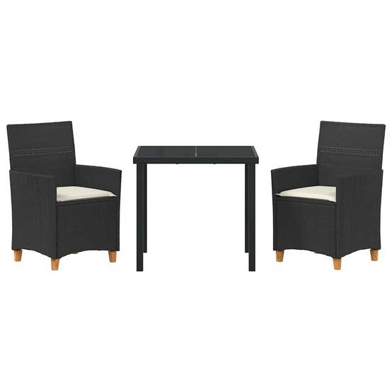 Petit Salon de Jardin 2 Personnes Polyrotin Table Verre pour Balcon Design Moderne Noir – ComfortXL Outdoor Living - Image 7