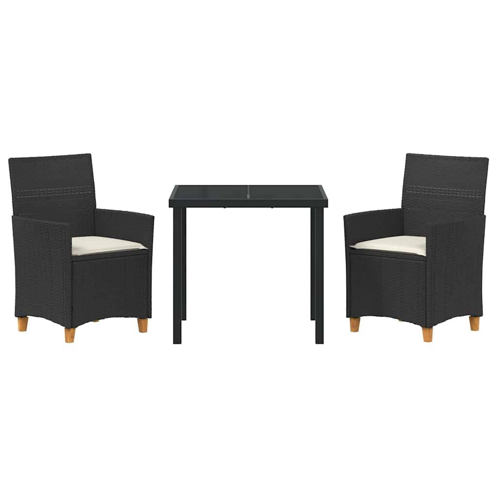 Petit Salon de Jardin 2 Personnes Polyrotin Table Verre pour Balcon Design Moderne Noir – ComfortXL Outdoor Living - Image 7