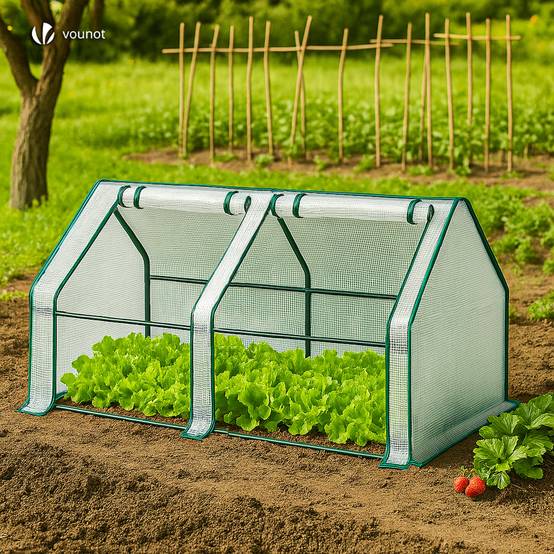 Mini Serre de jardin avec 2 portes enroulables bache PE renforcee 135g/m2 180x90x90cm Blanc - Image 6