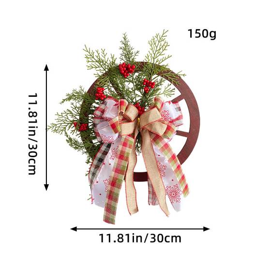 Couronne de roue de chariot de Noël de 40 cm, guirlande artificielle suspendue, décorations de Noël, ornement de couronne de Noël, fournitures de fête - Image 3