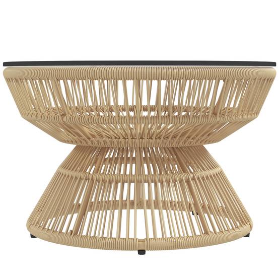 Table basse de jardin résine tressée et verre trempé 60 x 60 x 37 cm - PANGIVO - Image 2