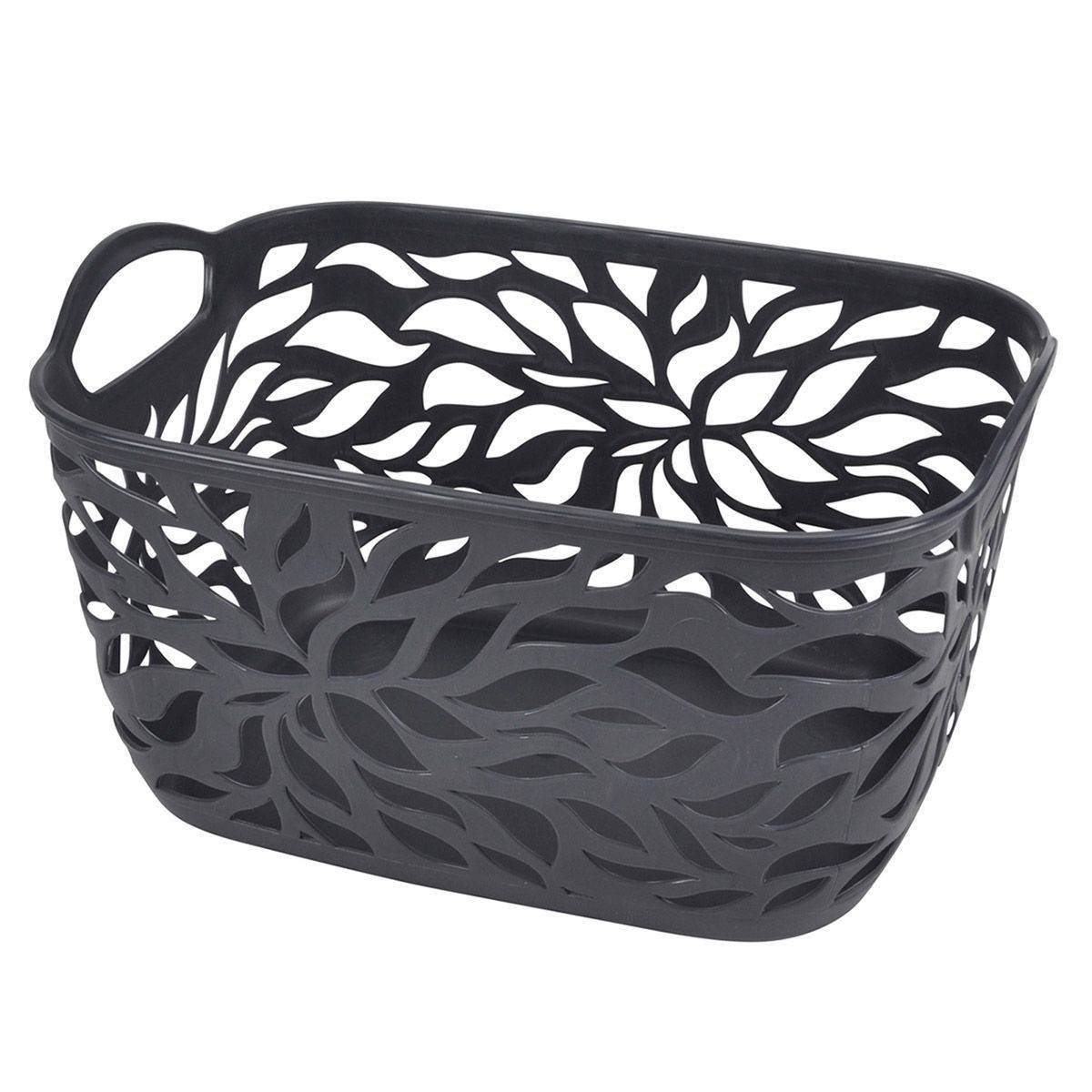 Panière à Linge "Motif Végétal" 3,5L Anthracite