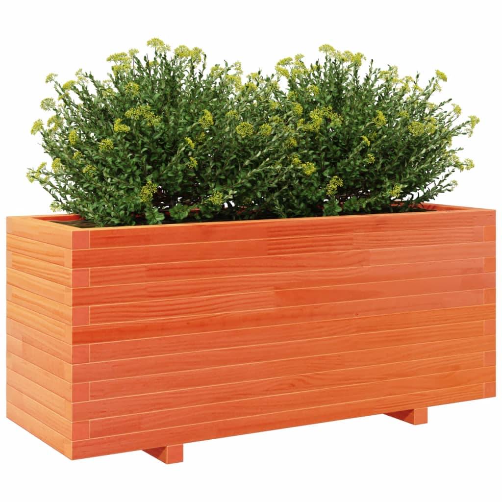 Maison Chic - Jardinière, Bac à fleurs, Pot de fleurs cire marron 110x40x49,5 cm bois de pin massif - Imagen 4