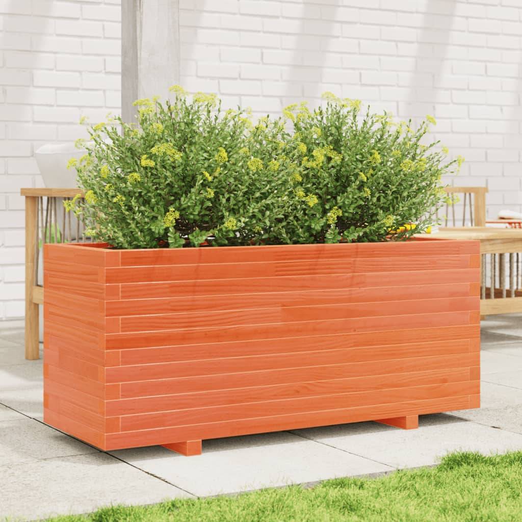Maison Chic - Jardinière, Bac à fleurs, Pot de fleurs cire marron 110x40x49,5 cm bois de pin massif - Imagen 3