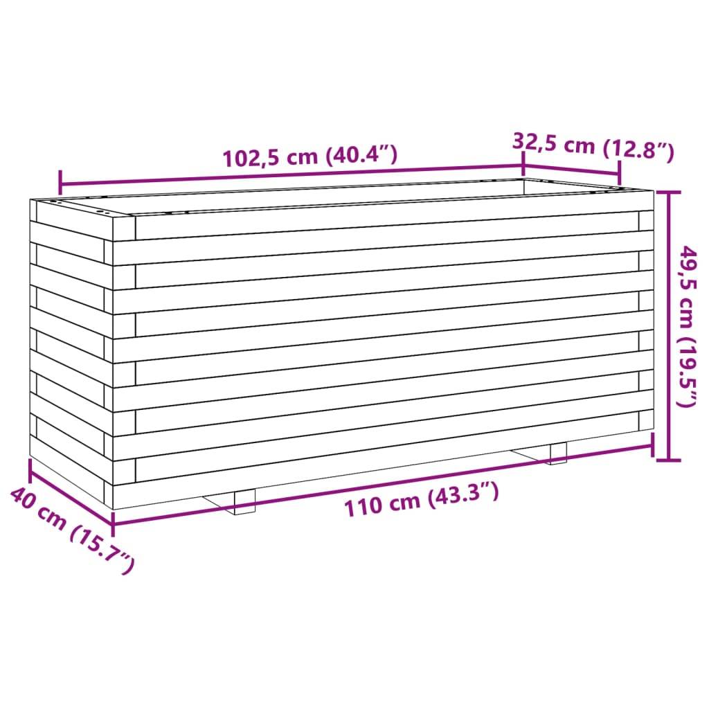 Maison Chic - Jardinière, Bac à fleurs, Pot de fleurs cire marron 110x40x49,5 cm bois de pin massif - Imagen 10