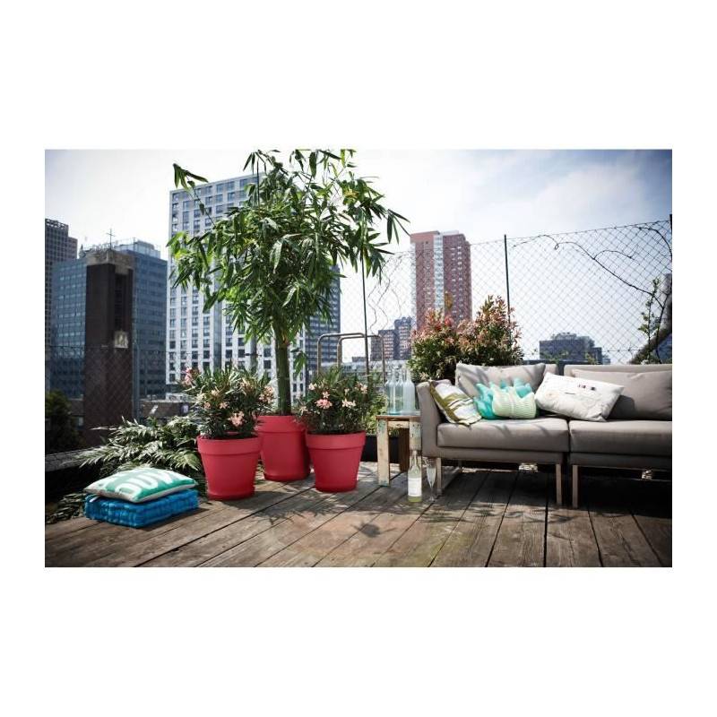 Elho - Pot De Fleur - Elho - Loft Urban Rond - Roues 50 - Rouge - L 49 X B 48.5 X H 45 Cm - Extérieur - 100% Recyclé - Imagen 4