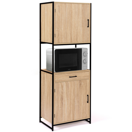 Buffet de cuisine 60 CM DETROIT meuble 2 portes design industriel + tiroir - Image 2