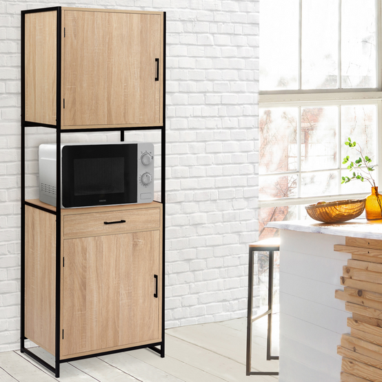 Buffet de cuisine 60 CM DETROIT meuble 2 portes design industriel + tiroir - Image 1