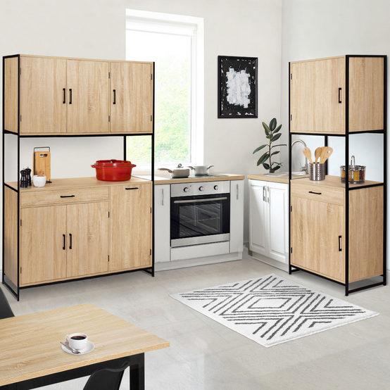 Buffet de cuisine 60 CM DETROIT meuble 2 portes design industriel + tiroir - Image 7