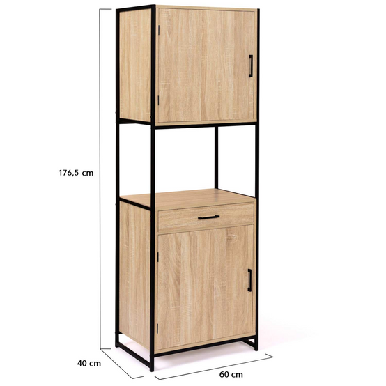 Buffet de cuisine 60 CM DETROIT meuble 2 portes design industriel + tiroir - Image 5