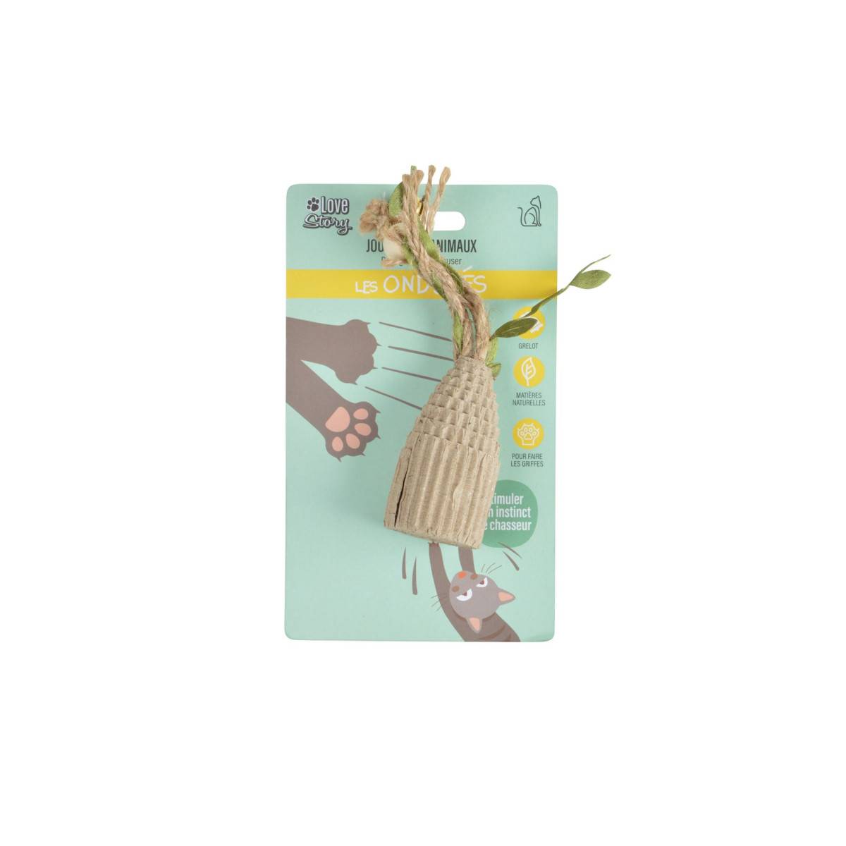 Love Story - Jouet pour Chat "Tour & Ficelles" 12cm Naturel - Image 2