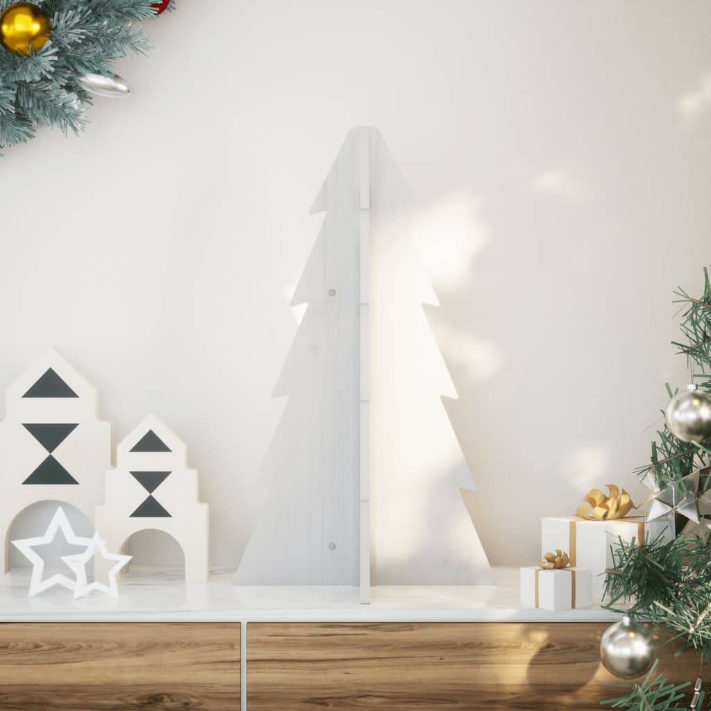 Sapin de Noël en Bois Blanc Design Épuré Décoration Intérieur 69,5 cm – ComfortXL Outdoor Living