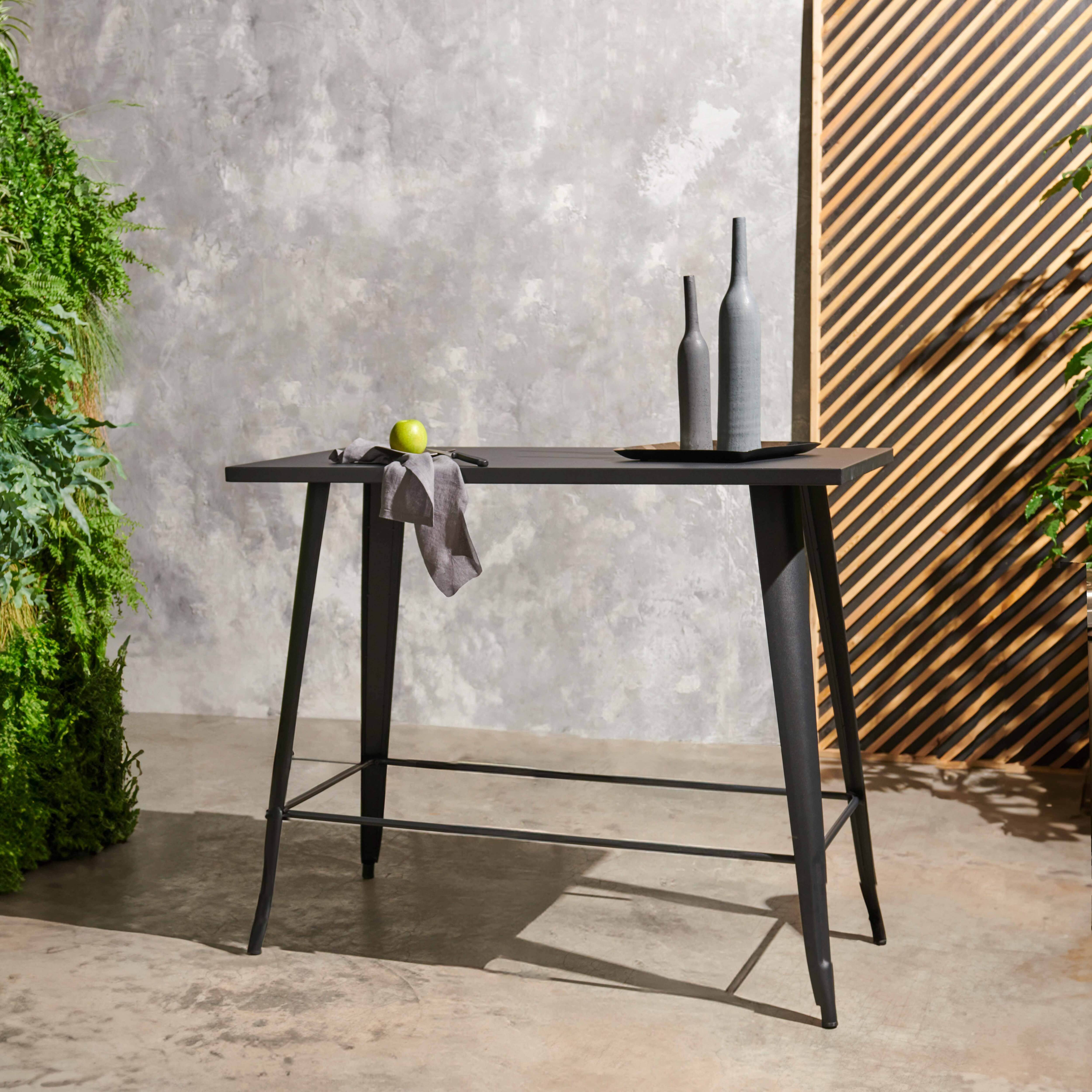 Oviala - Table haute de jardin en acier noir mat New York - Oviala - Imagen 2