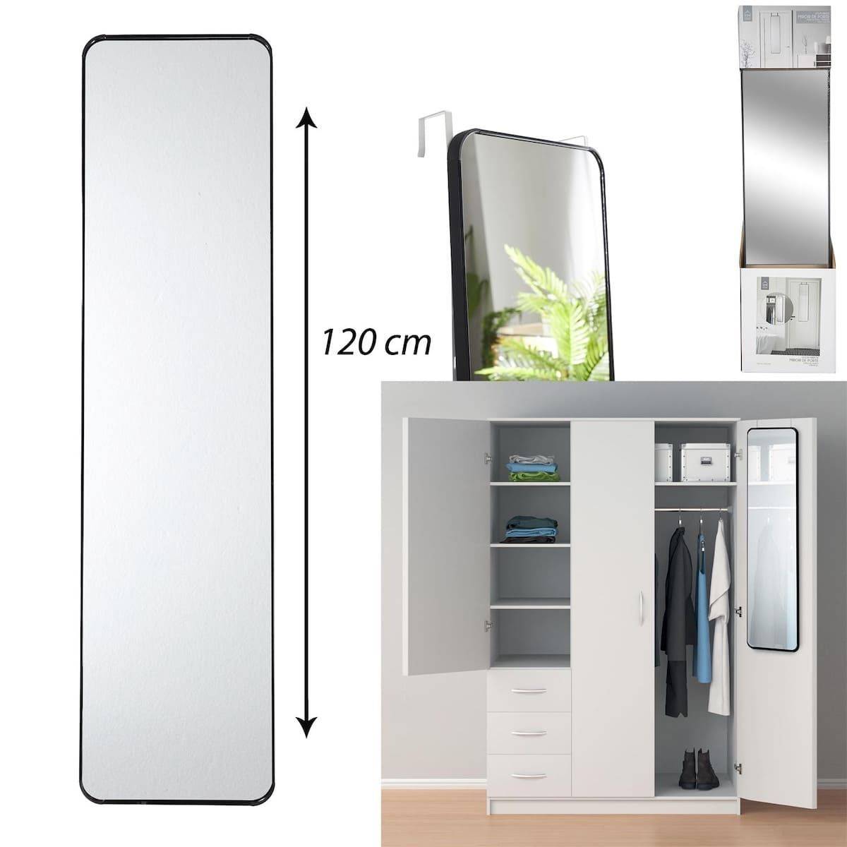 ALTOBUY - Miroir de Porte Rectangulaire 30x120cm en Verre et Aluminium Noir - GORIS - Image 7