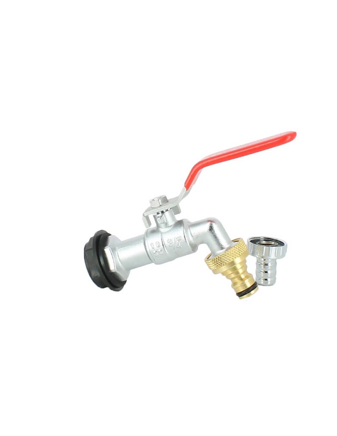 Robinet laiton chromé 15 mm + Nez 20X27 pour Récupérateur Eau - Imagen 2