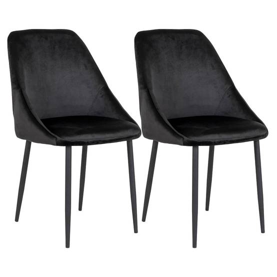 ALTOBUY - Lot de 2 Chaises Velours Noir et Pieds Acier - TINTO - Image 1