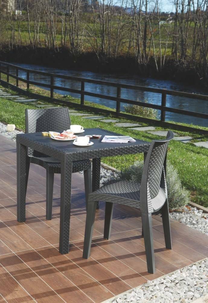 Dmora - Chaise d'extérieur Dmondin, Siège de jardin, Chaise pour table à manger, Fauteuil d'extérieur effet rotin, 48x55h86 cm, Anthracite - Dmora - Imagen 8