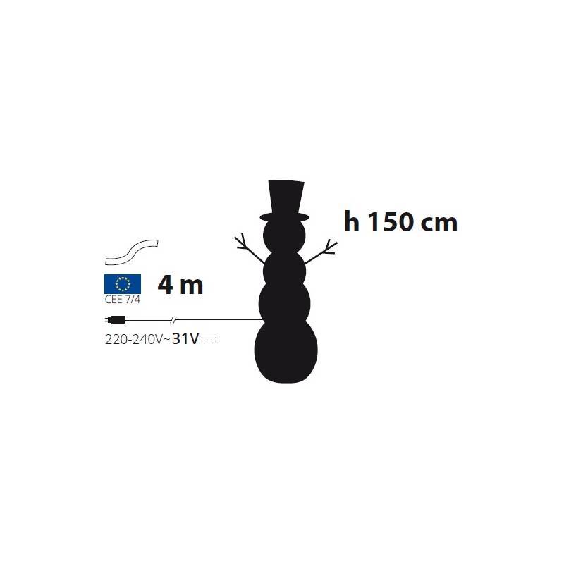 Lotti - Bonhomme de neige lumineux 3D H150cm 320 LED ambré fixe Timer extérieur Smart Connect 31V professionnel Lotti - Imagen 2