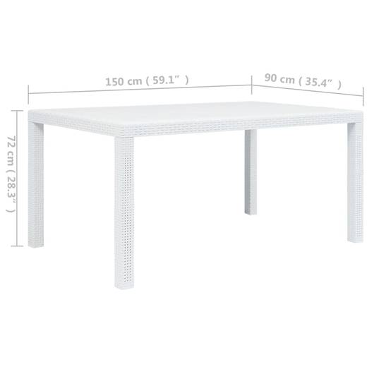 Table de jardin Plastique Blanc 150 x 90 x 72 cm - PANGIVO - Image 5