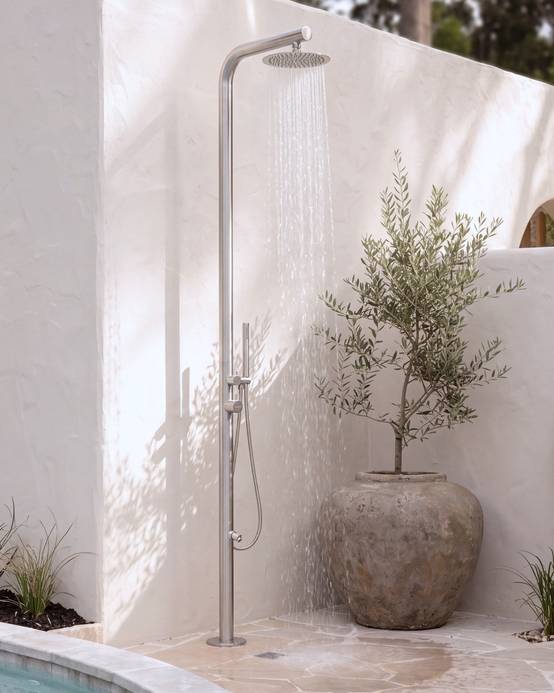 Beliani - Douche d'extérieur Acier inox Argenté MARUDI - 57x17x230- Beliani - Image 1