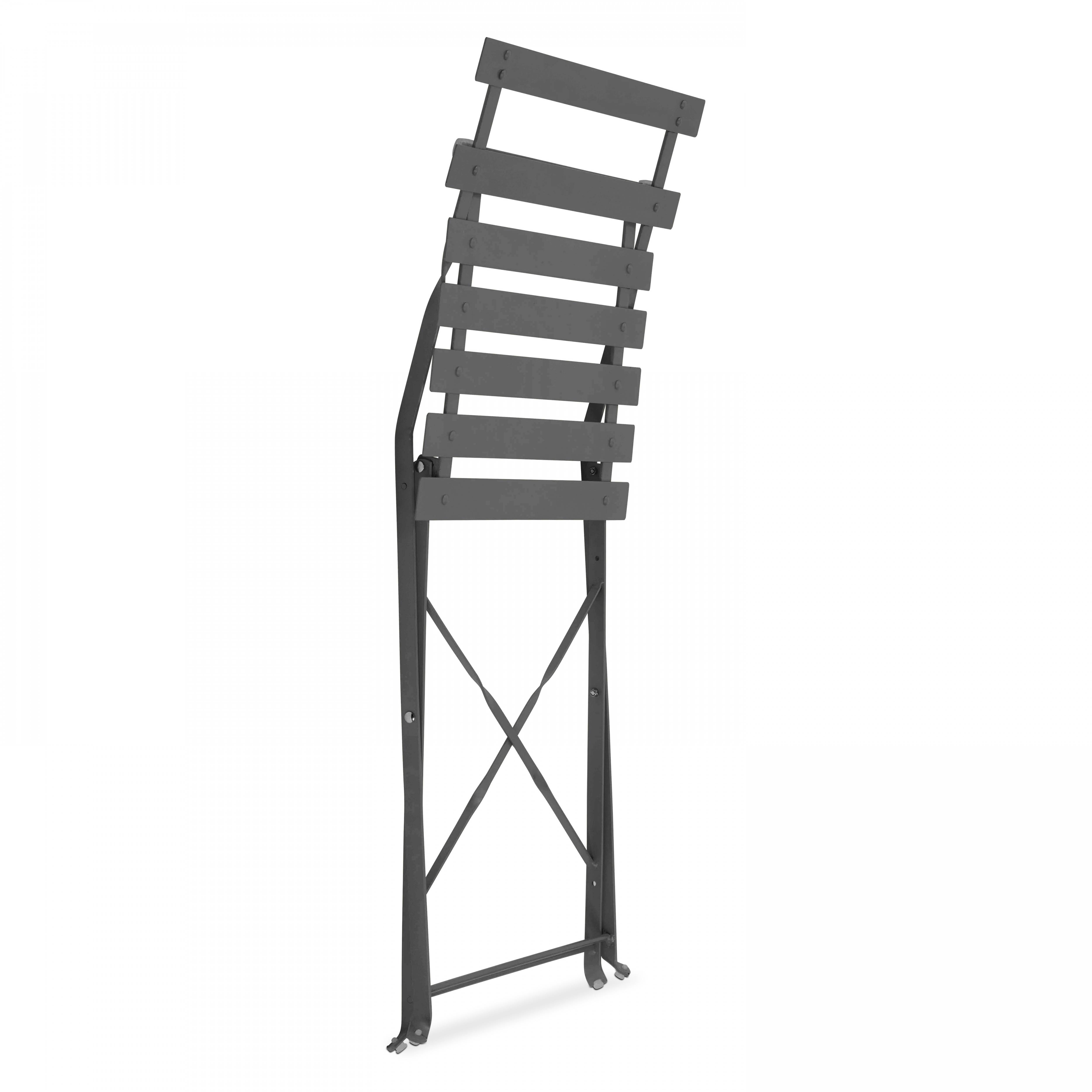 Oviala - Table de jardin bistrot et 4 chaises pliantes en acier gris Rome - Oviala - Imagen 6