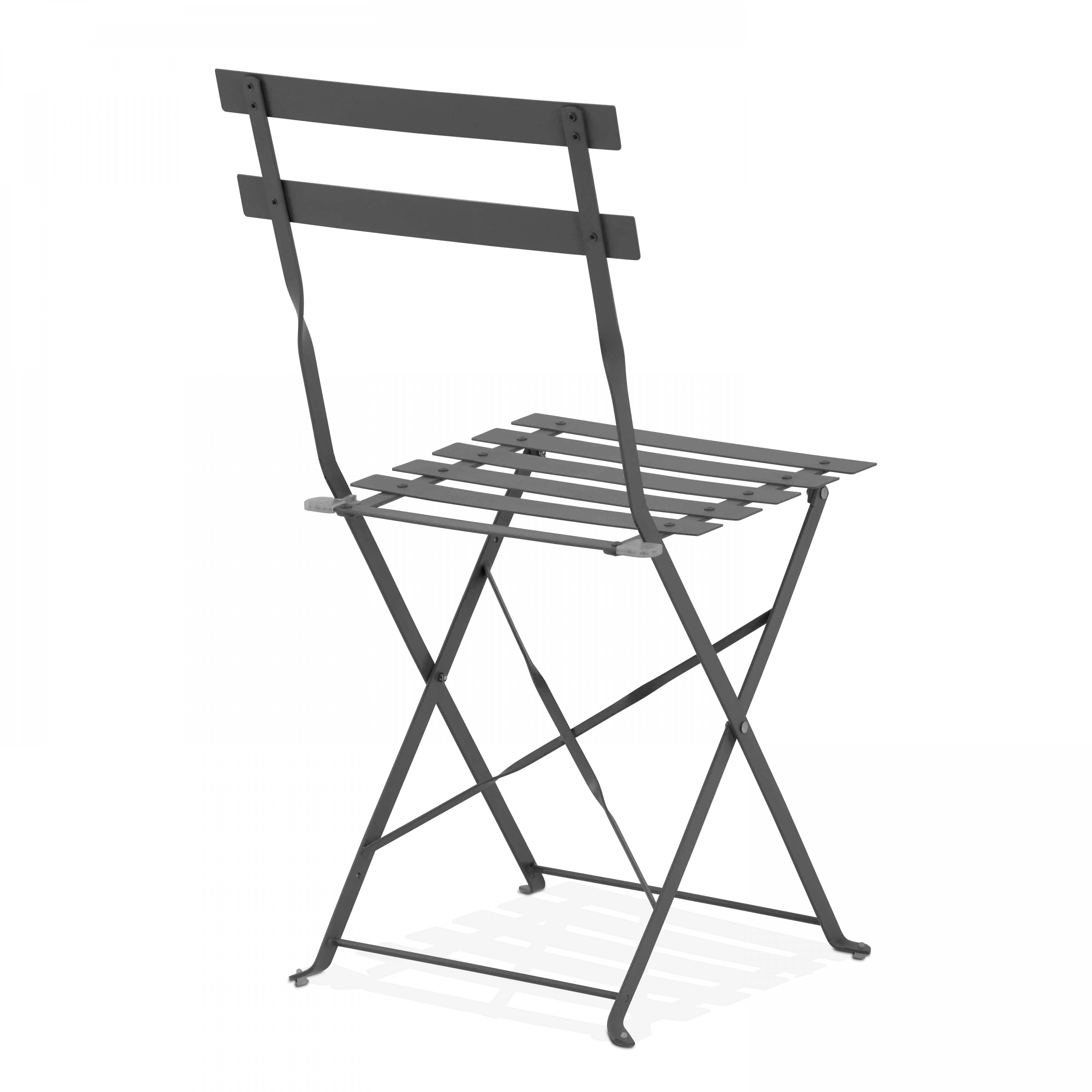 Oviala - Table de jardin bistrot et 4 chaises pliantes en acier gris Rome - Oviala - Imagen 5