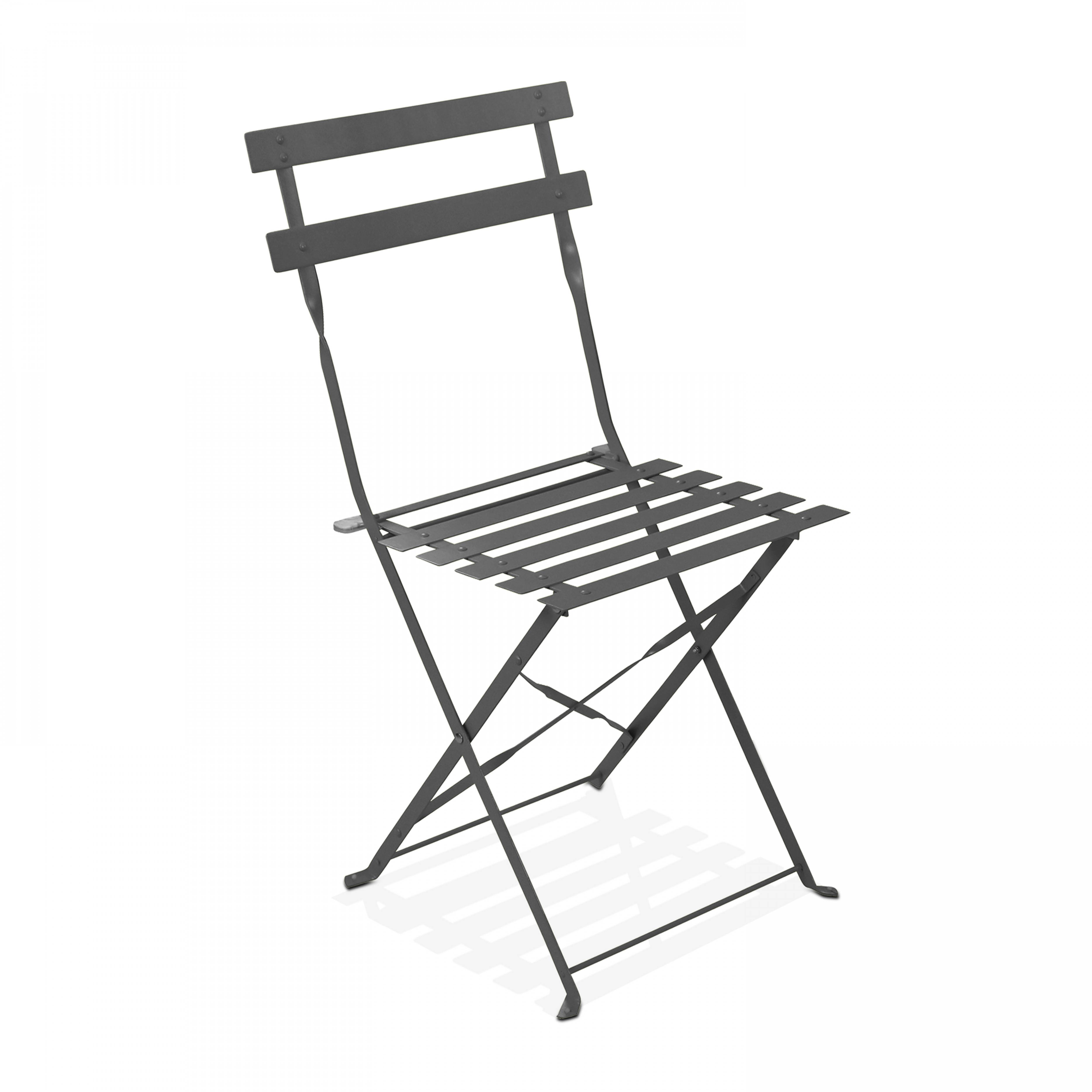 Oviala - Table de jardin bistrot et 4 chaises pliantes en acier gris Rome - Oviala - Imagen 4