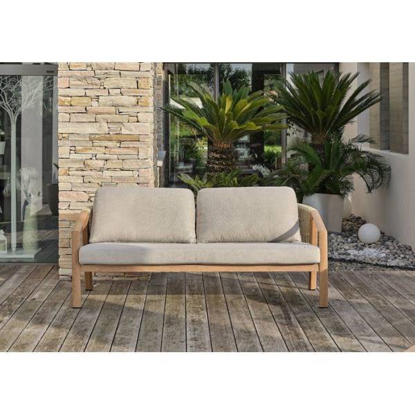 Dcb Garden - Salon bas de jardin - Gris - Aluminium imitation bois - 5 places - Goya - Image 2