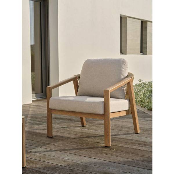 Dcb Garden - Salon bas de jardin - Gris - Aluminium imitation bois - 5 places - Goya - Image 3