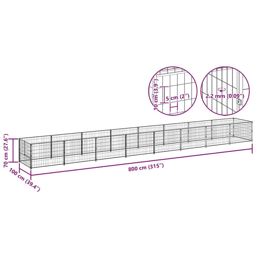 Vidaxl - Chenil Noir 8 m² Acier vidaXL 3082098 - Imagen 3