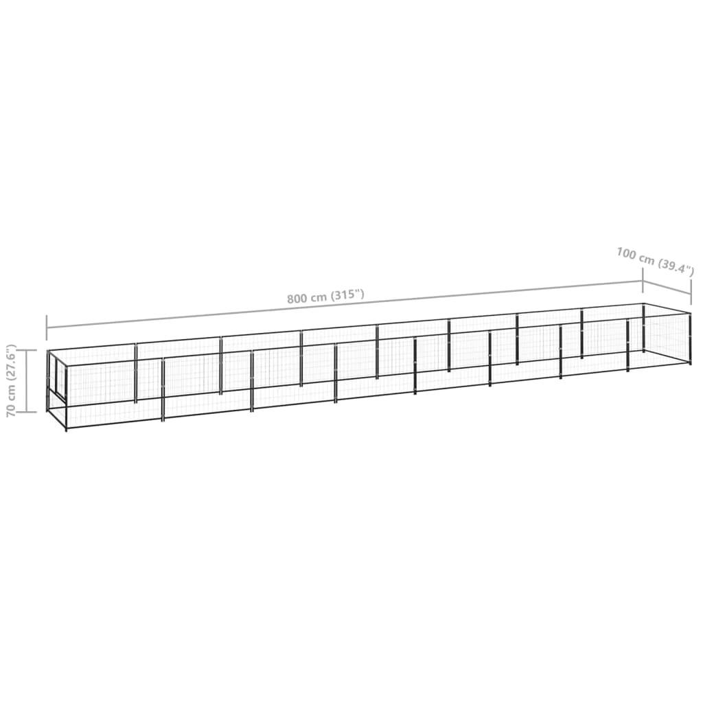 Vidaxl - Chenil Noir 8 m² Acier vidaXL 3082098 - Imagen 8
